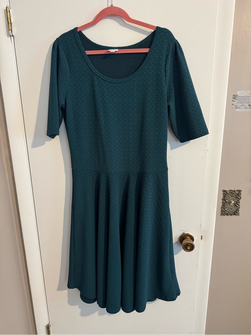 Textured LuLaRoe Teal Nicole Scoop Neck Midi Dress